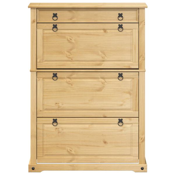 vidaXL Shoe Cabinet Honey Solid Pine Wood, Engineered Wood, Metal Large