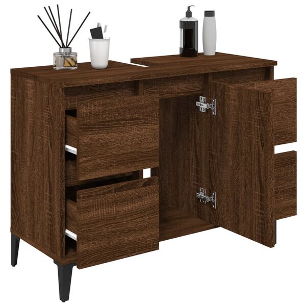 vidaXL Sink Cabinet Brown Oak Engineered wood, metal 31.5x13x23.6