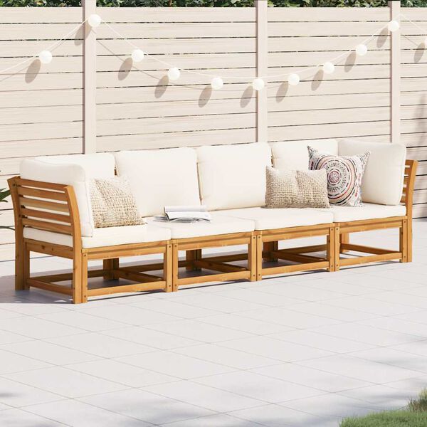 vidaXL Garden Lounge Set Natural Wood Solid Acacia Wood 4 Seater Modular