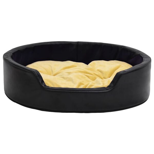 vidaXL Dog Bed Black Faux Leather 39In x 35In Dog Bed Round