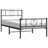 vidaXL Bed Frame Black Powder-Coated Steel Single Rectangular
