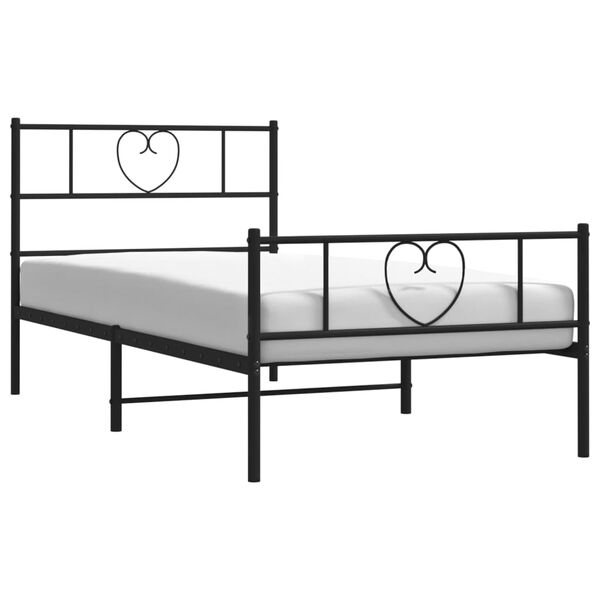 vidaXL Bed Frame Black Powder-Coated Steel Single Rectangular