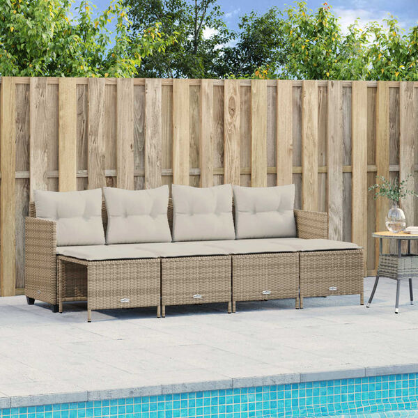 vidaXL Garden Sofa Set Beige PE rattan 4-seater Modular