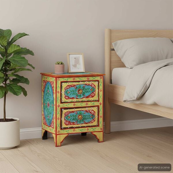 vidaXL Bedside Cabinet Multicolor Solid mango wood Medium