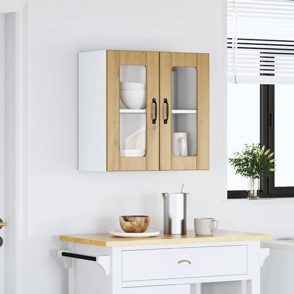 vidaXL Kitchen Wall Cabinet Artisan Oak Engineered wood and Glass Medium