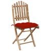 vidaXL Patio Chair Set of 2 Natural Bamboo, Red Cushion Bamboo, Polyester