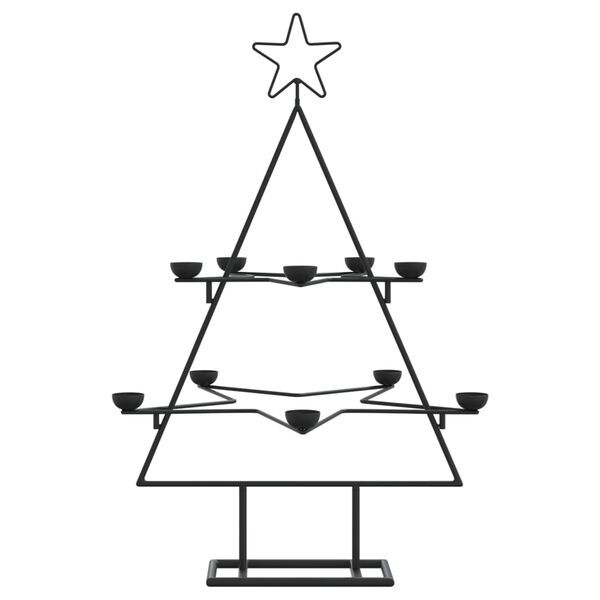 vidaXL Metal Christmas Tree Black Powder-coated steel 30 in Collapsible