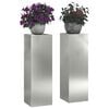 vidaXL Plant Stand 2 pcs Silver 9.45 x 9.45 x 29.53 in