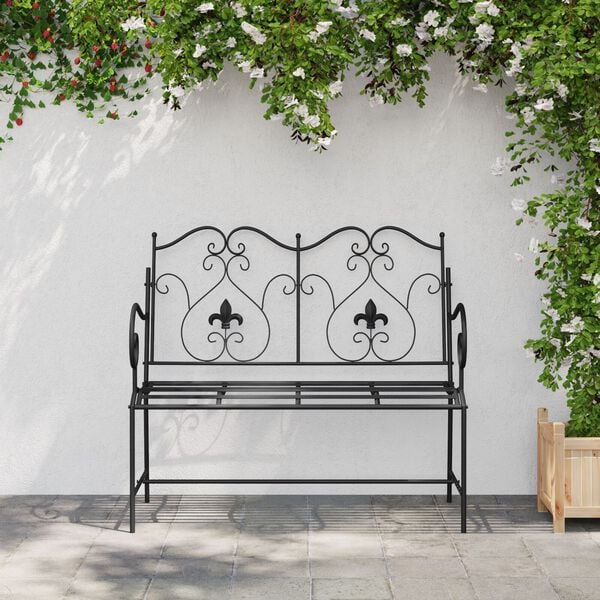 vidaXL Garden Bench Black 40.94 x 21.26 x 36.61 in Steel