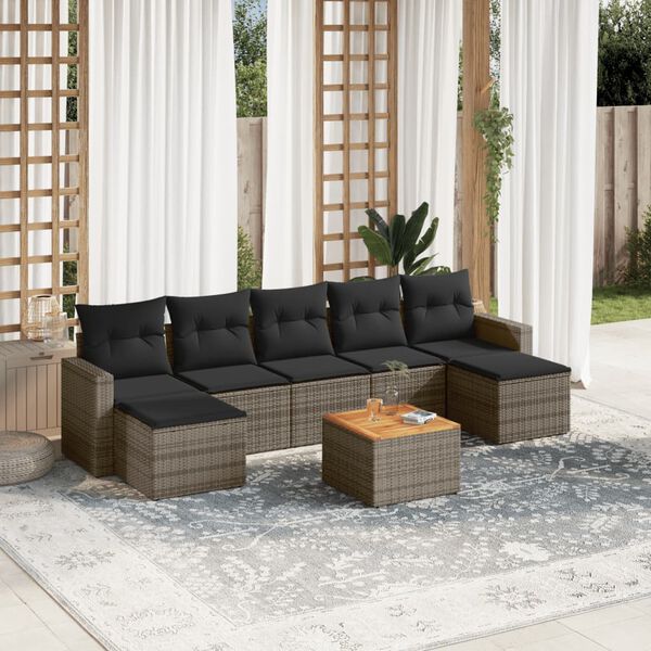vidaXL Garden Sofa Set Gray PE rattan Large Modular Garden Sofa Set