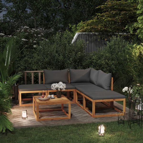 vidaXL Garden Lounge Set Dark grey cushions, Acacia wood brown