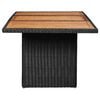 vidaXL Dining Table Black PE rattan, solid acacia wood, powder-coated steel