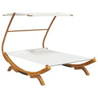 vidaXL Patio Lounge Bed with Canopy 65"x79.9"x54.3" Solid Bent Wood Cream