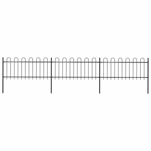 vidaXL Garden Fence with Hoop Top Steel 211.4"x31.5" Black
