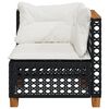 vidaXL Patio Sofa Corner with Cushions Black Poly Rattan