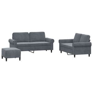 vidaXL Sofa Set Dark Grey Velvet (100% polyester), metal, textilene, plywood