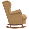 vidaXL Rocking Chair Brown Velvet, solid rubber wood 29.1 x 35.4 x 40.2 in