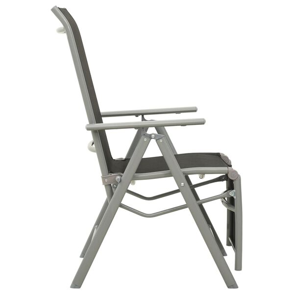 vidaXL Garden Chair Set of 2 Black and Silver Powder-coated aluminum