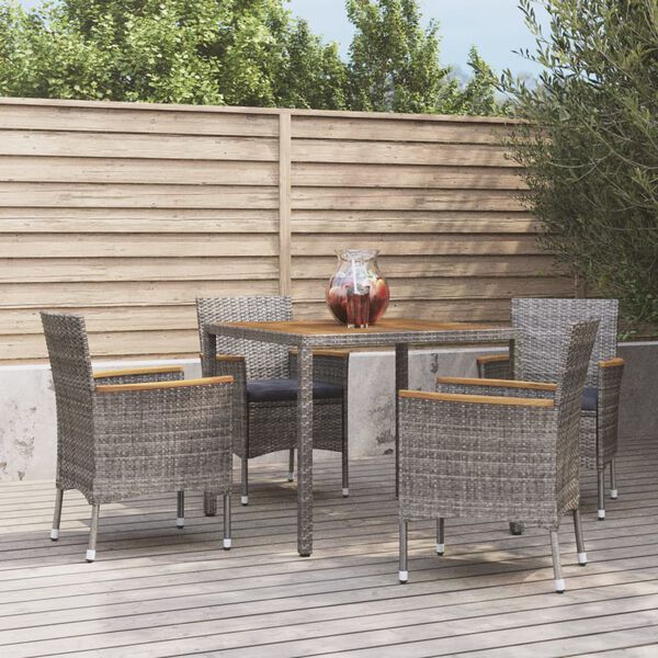 vidaXL Patio Dining Set Set of 4 Gray
