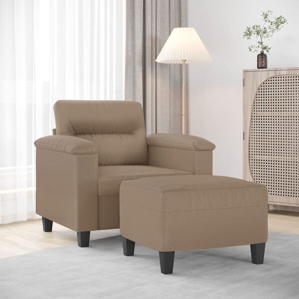 vidaXL Sofa Chair with Footstool Cappuccino 23.6" Faux Leather