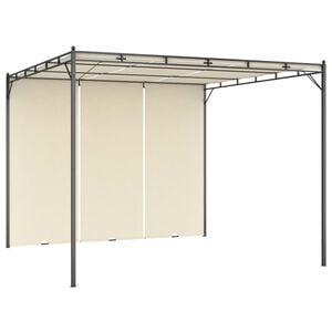 vidaXL Garden Gazebo with Side Curtain 118.1"x118.1"x88.6" Cream