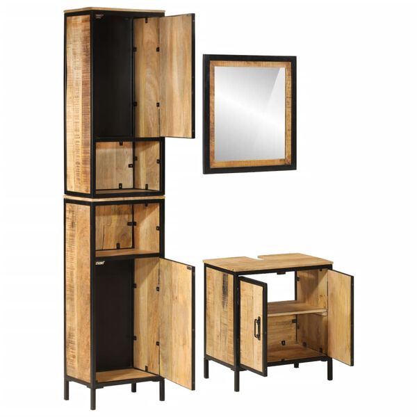 vidaXL Bathroom Furniture Set Natural wood and black