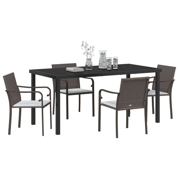 vidaXL Garden Dining Set 5 pcs Brown Poly rattan
