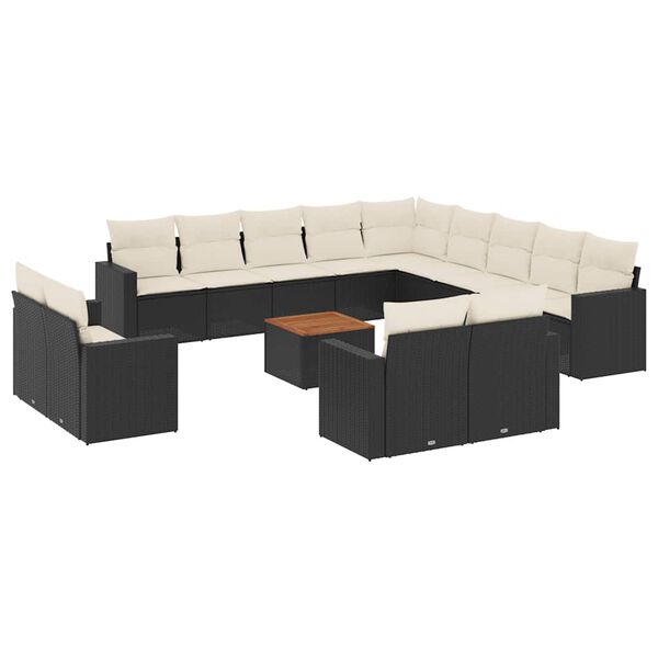 vidaXL Garden Sofa Set Black, Cream White