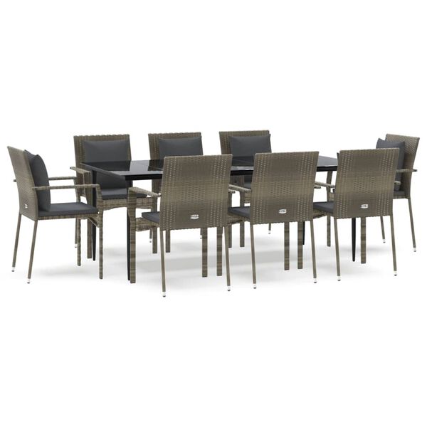 vidaXL Garden Dining Set Black and grey