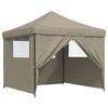 vidaXL Party Tent Taupe Oxford fabric with PVC coating, Powder-coated steel