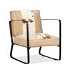 vidaXL Lounge Chair Brown, white, cream Genuine goatskin, Canvas, Steel