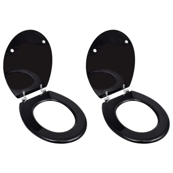 vidaXL Toilet Seats with Lids 2 pcs MDF Black (2x140802)