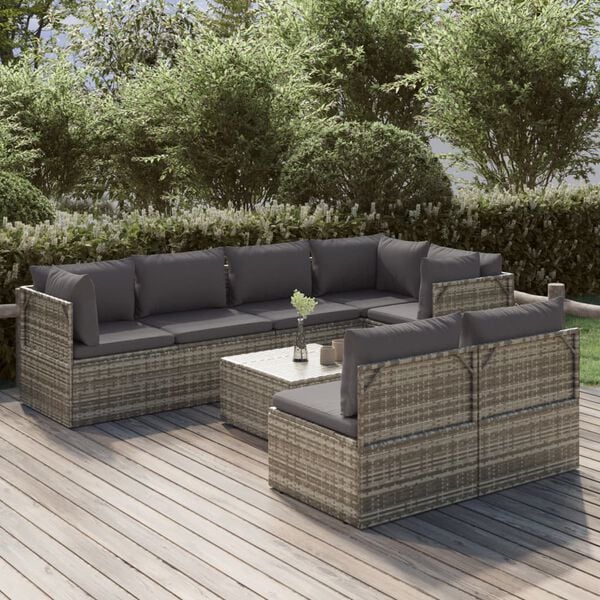 vidaXL Garden Lounge Set Grey PE rattan Large Modular