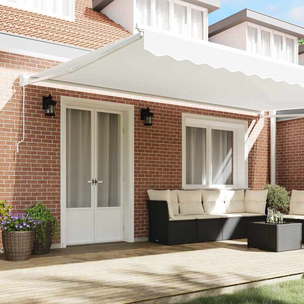 vidaXL Retractable Awning White 196.85" x 118.11" Fabric and Metal