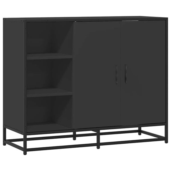 vidaXL Sideboard Black Engineered wood Medium Sideboard Rectangular