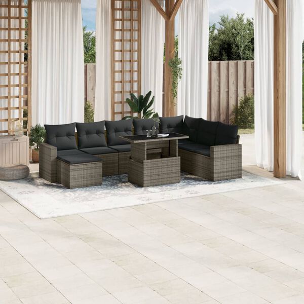 vidaXL Garden Sofa Set Grey