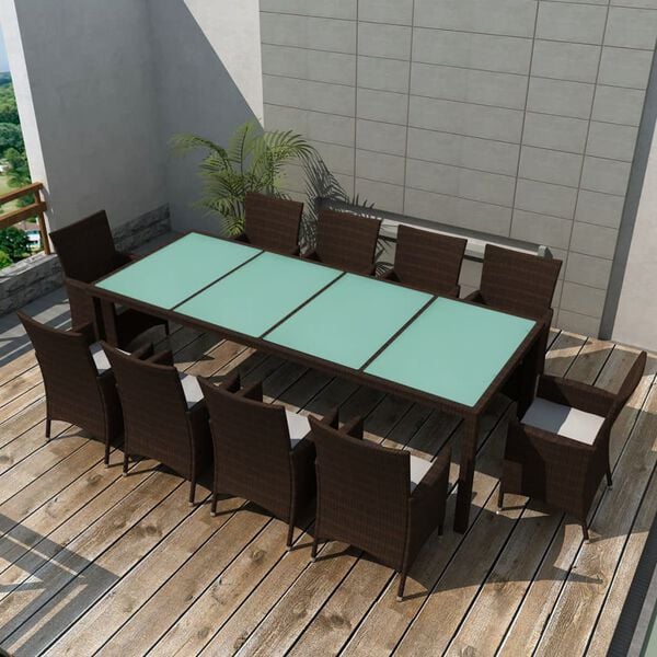 vidaXL Outdoor Dining Set Brown, Cream White