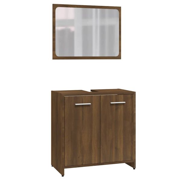 vidaXL Bathroom Furniture Set Brown Oak Engineered wood Standard