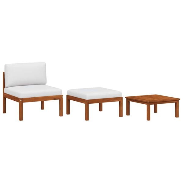 vidaXL Garden Lounge Set Cream White, Black Solid Acacia Wood, Rope Medium