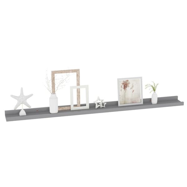 vidaXL Wall Shelf Set of 2 Gray MDF 39.4 x 3.5 x 1.2 in