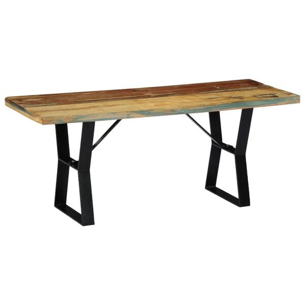 vidaXL Bench Various wood tones Reclaimed wood, Powder-coated iron 43 in