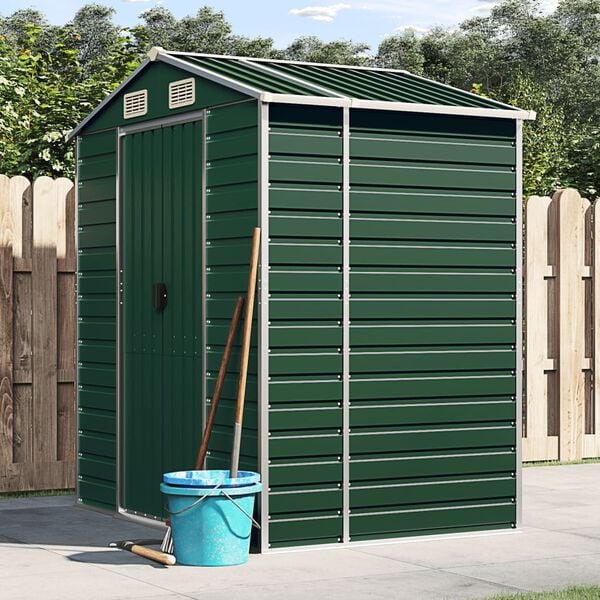 vidaXL Garden Shed Green Galvanized Steel 75.2 x 51.2 x 77.9 in