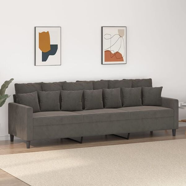 vidaXL 3-Seater Sofa Dark Gray 82.7" Velvet
