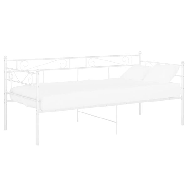 vidaXL Sofa Bed Frame White Powder-coated metal Single