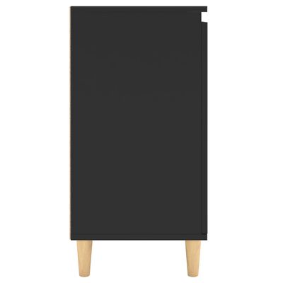 vidaXL Sideboard with Solid Wood Legs Black 23.6"x13.8"x27.6" Engineered Wood