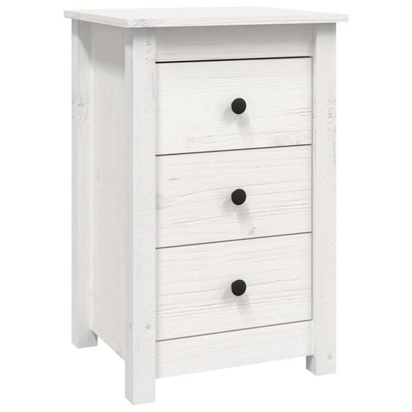 vidaXL Bedside Cabinet White Solid pine wood 9.8 Gallons Bedside Cabinet