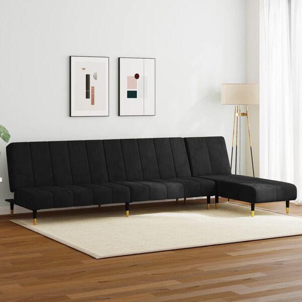 vidaXL Sofa Set Black Velvet Medium