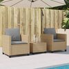vidaXL 3 Piece Bistro Set with Cushions Beige Poly Rattan