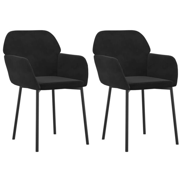 vidaXL Dining Chair Set of 2 Black Velvet (100% polyester), metal, plywood