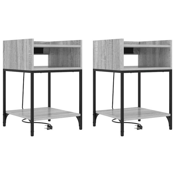 vidaXL Bedside Cabinet 2 pcs Grey Sonoma 15.75 x 15.75 x 24.02 in